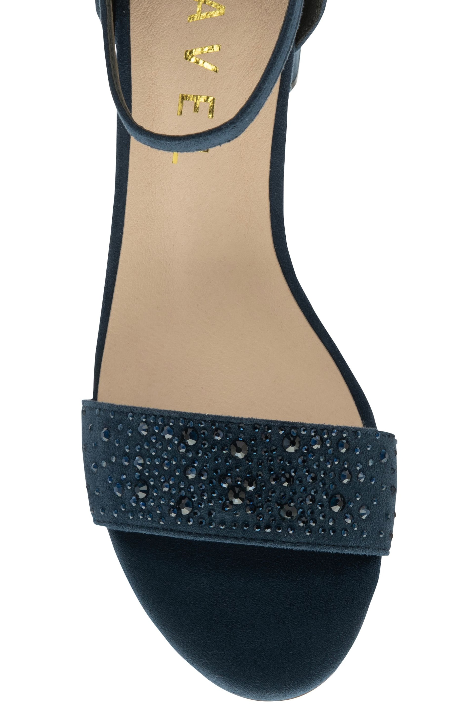 Ravel Blue Ankle Strap Block Heel Diamante Sandals - Image 4 of 4