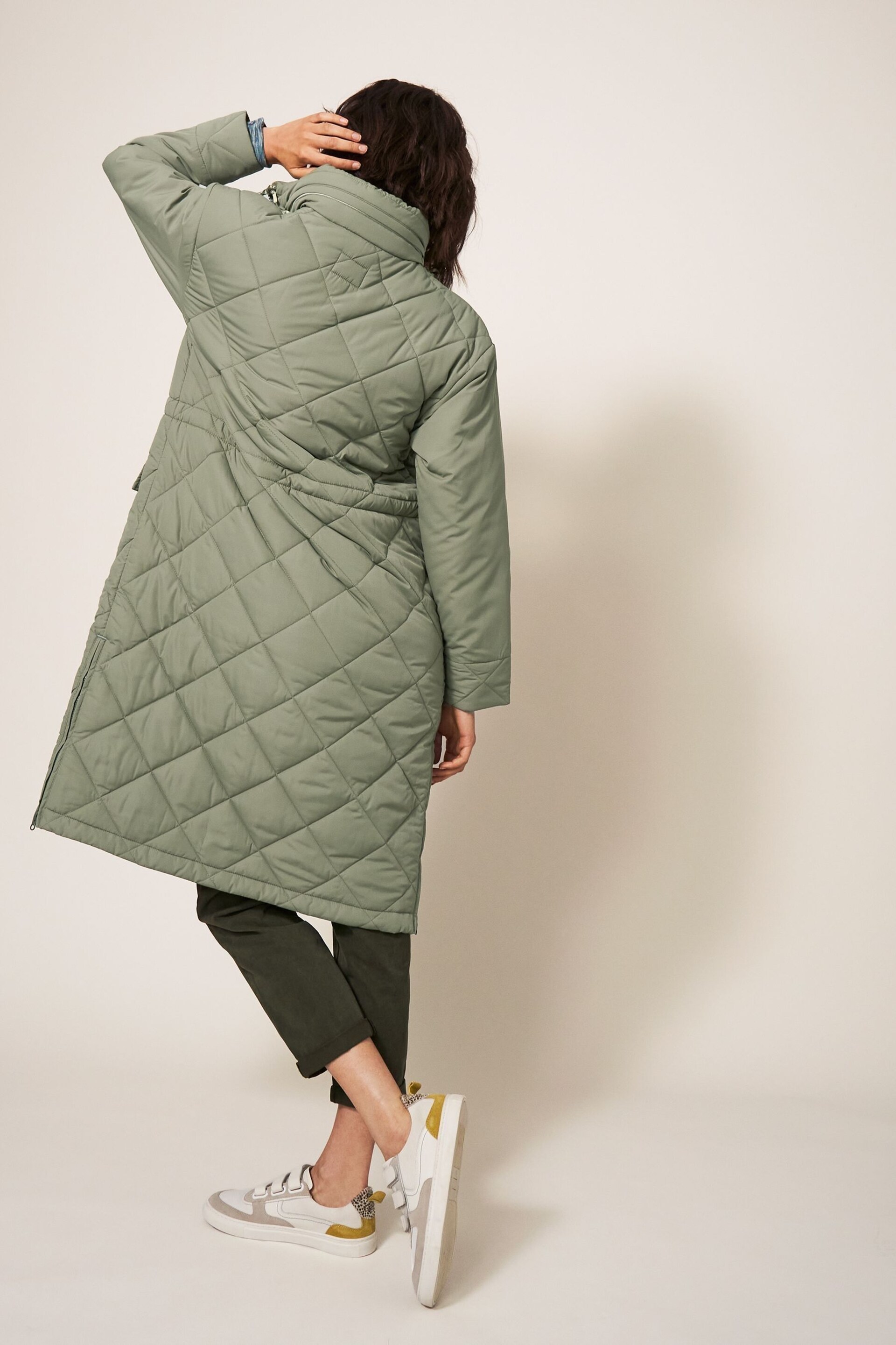 White Stuff Green Lorena Quilted Coat - Image 2 of 6