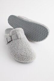 Grey Teddy Borg Buckle Mule Slippers - Image 4 of 7