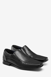 Black Regular Fit Leather Panel Slip-On Shoes - Image 2 of 5