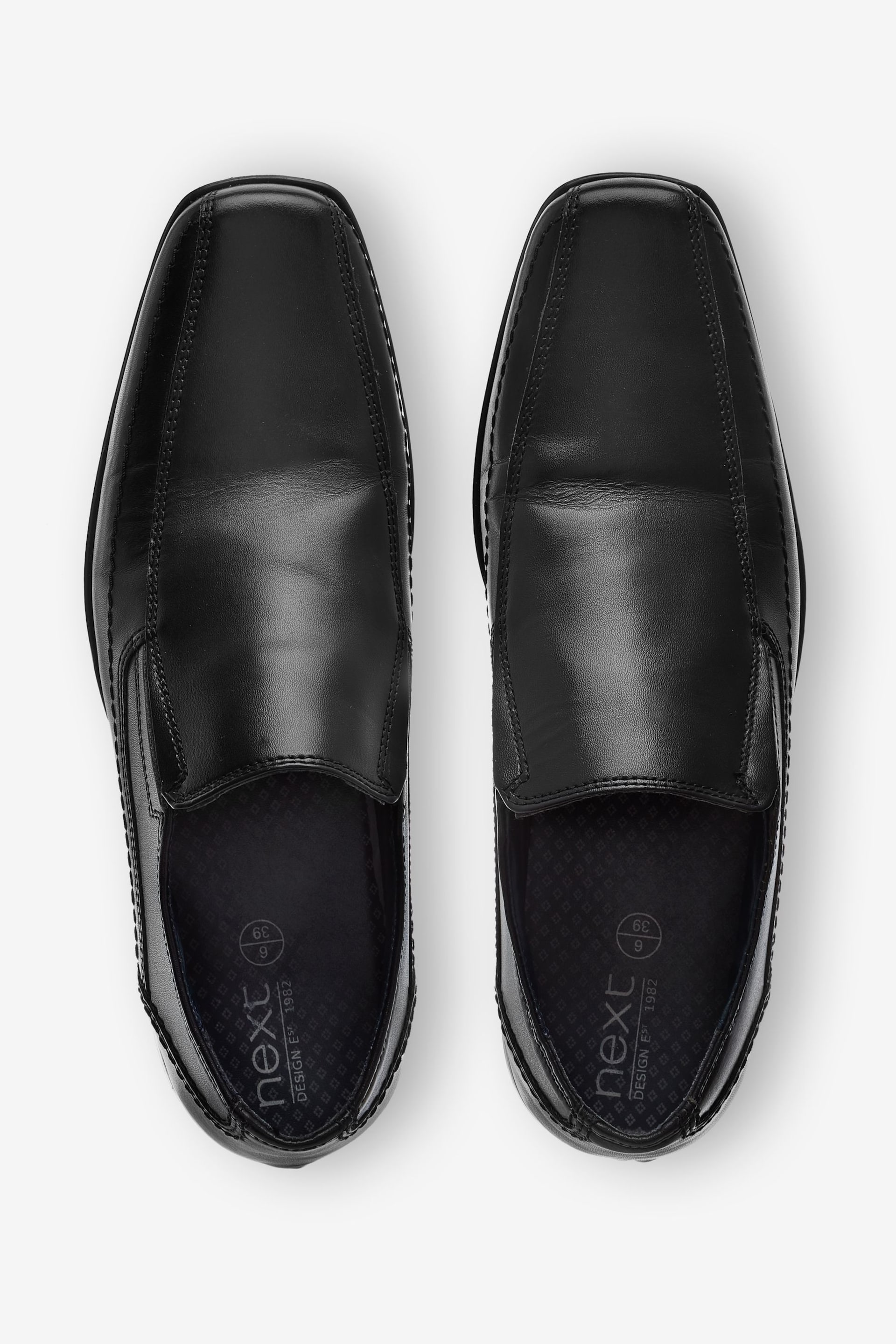 Black Regular Fit Leather Panel Slip-On Shoes - Image 3 of 5