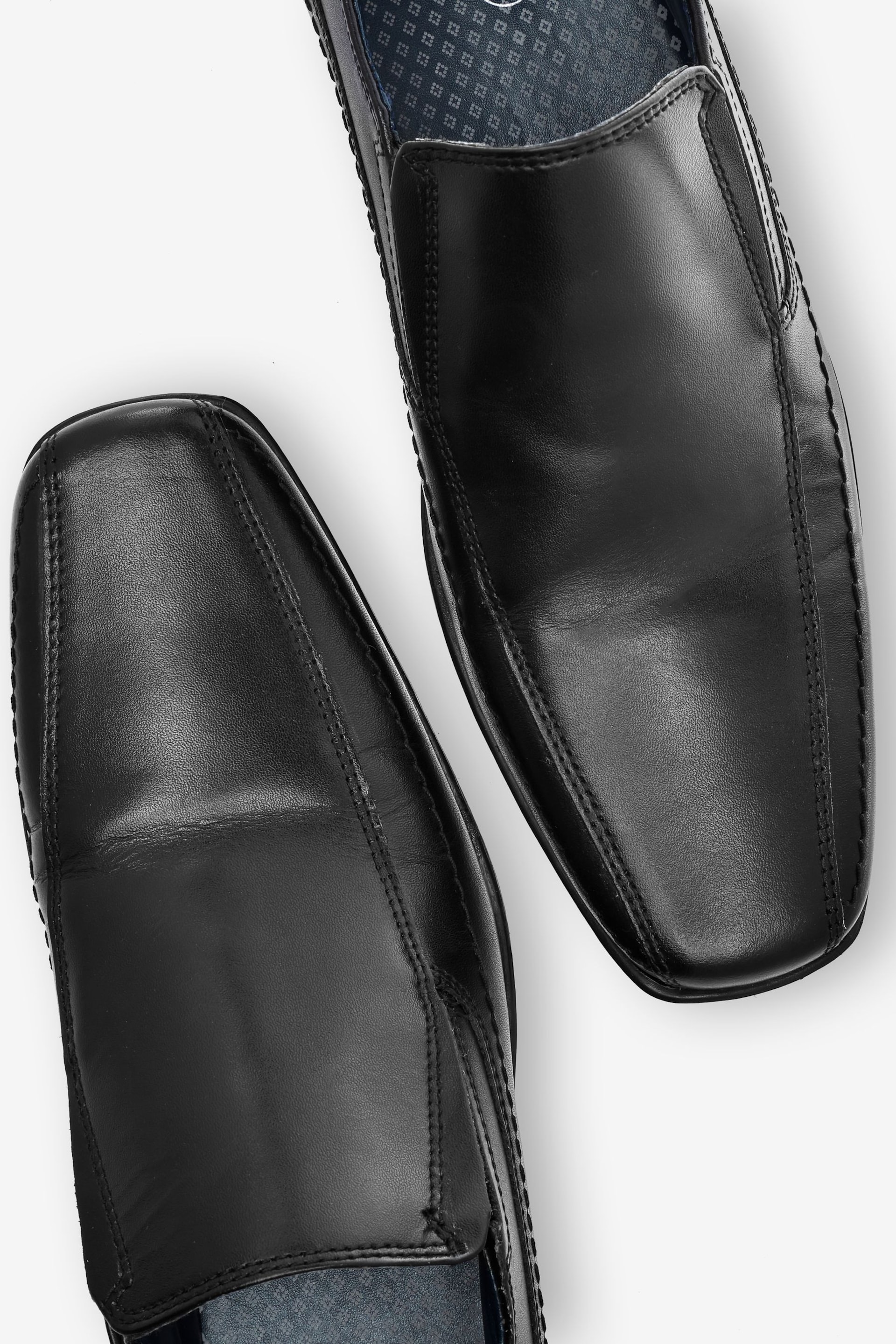 Black Regular Fit Leather Panel Slip-On Shoes - Image 4 of 5