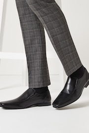 Black Regular Fit Leather Panel Slip-On Shoes - Image 5 of 5