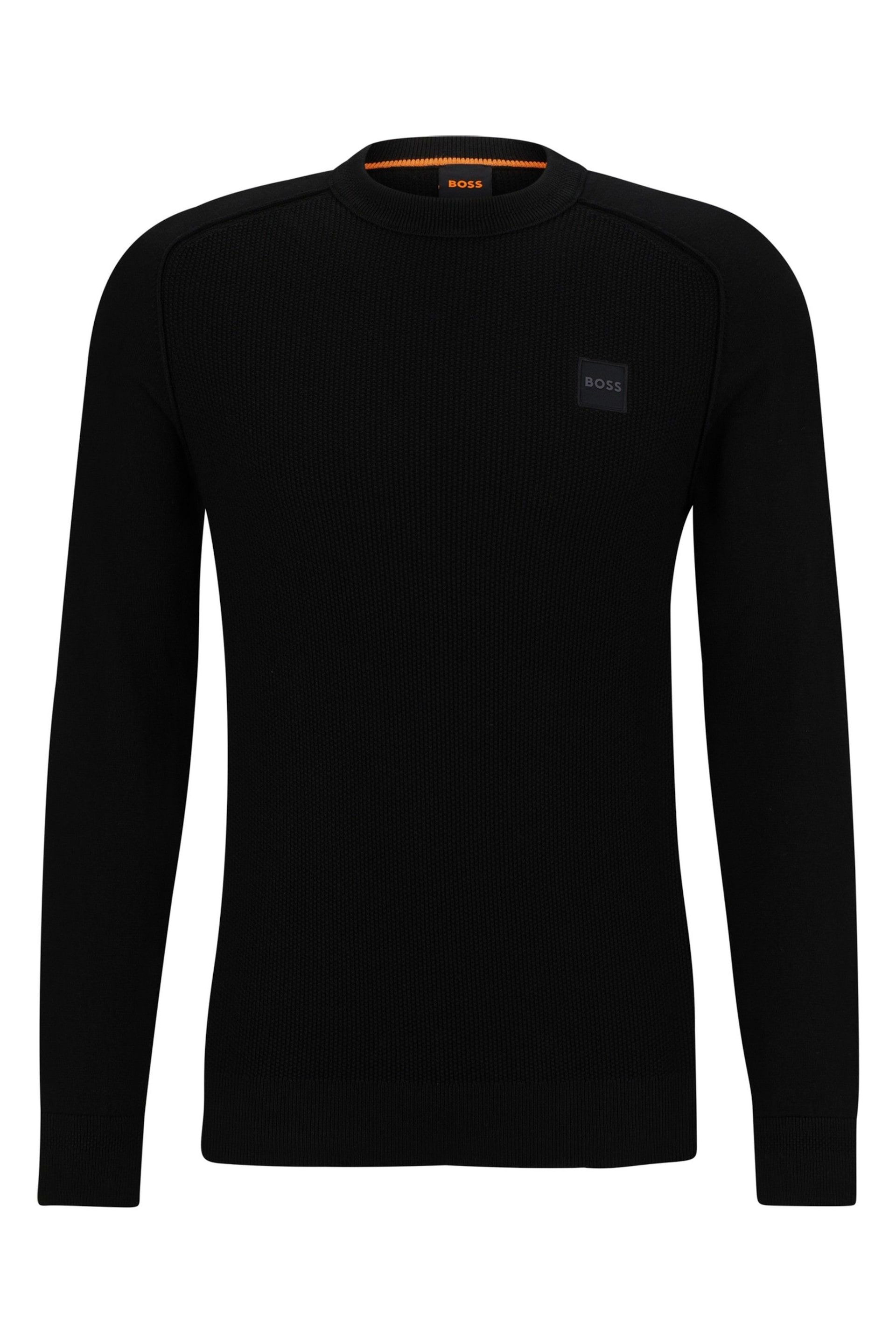 BOSS Black Textured Cotton Knitted Jumper With Cashmere - Image 5 of 5