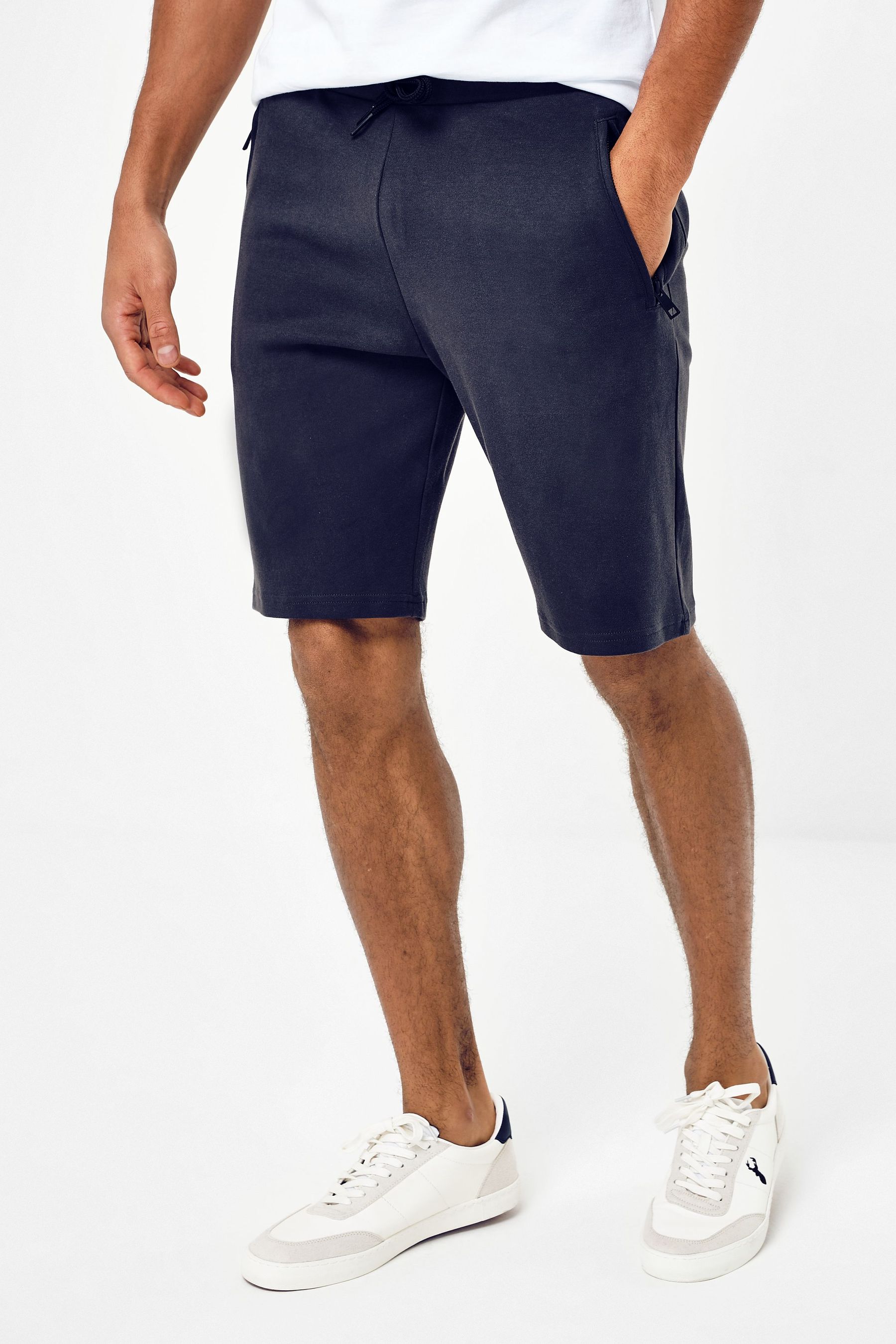 Buy Navy Blue Straight Zip Pocket Jersey Shorts from Next Luxembourg
