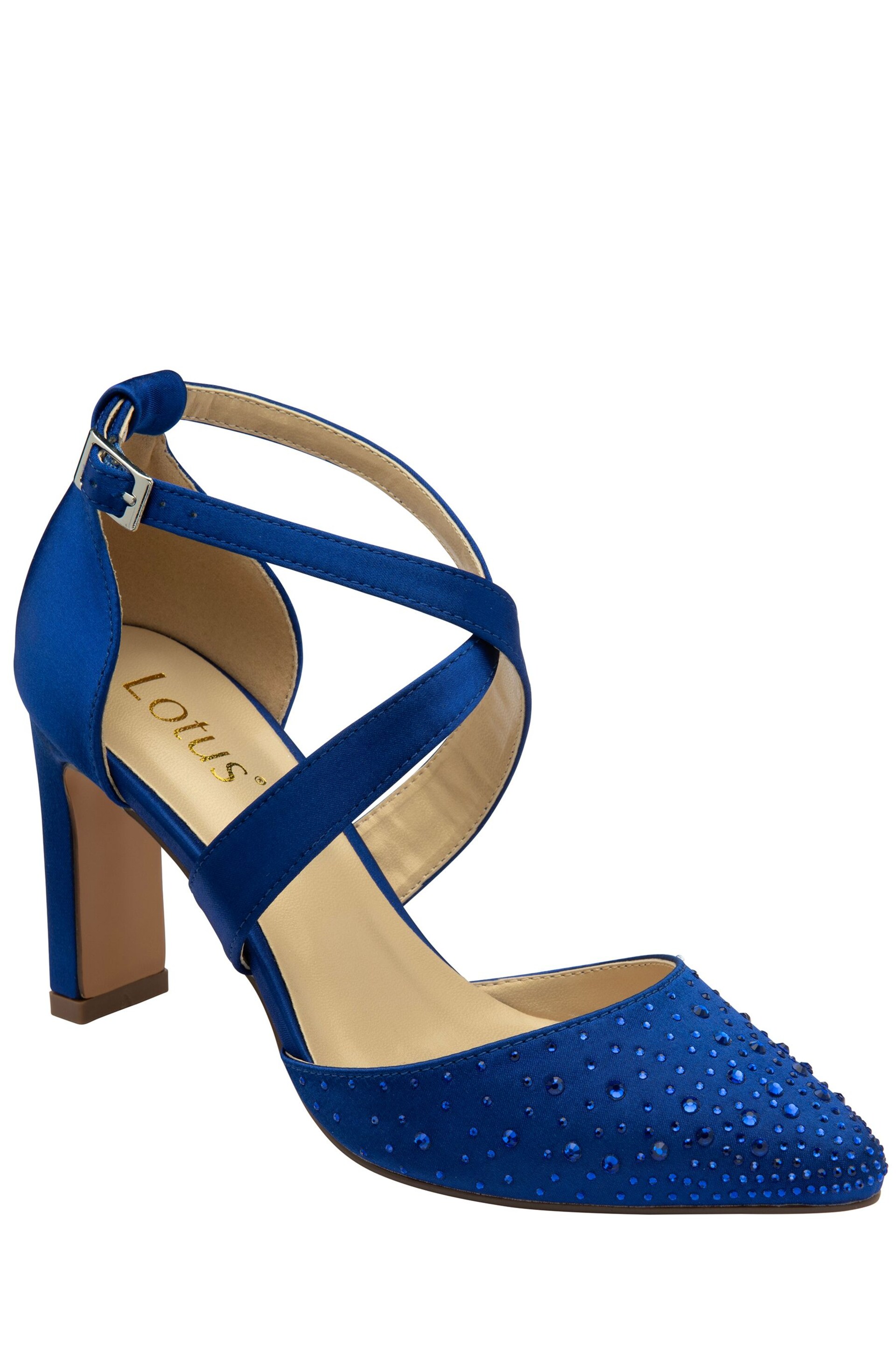 Lotus Blue Diamante Pointed-Toe Court Shoes - Image 1 of 4