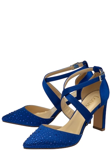 Lotus Blue Diamante Pointed-Toe Court Shoes