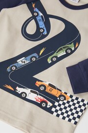 Polarn O. Pyret Blue Organic Cotton Car Print Top - Image 3 of 3