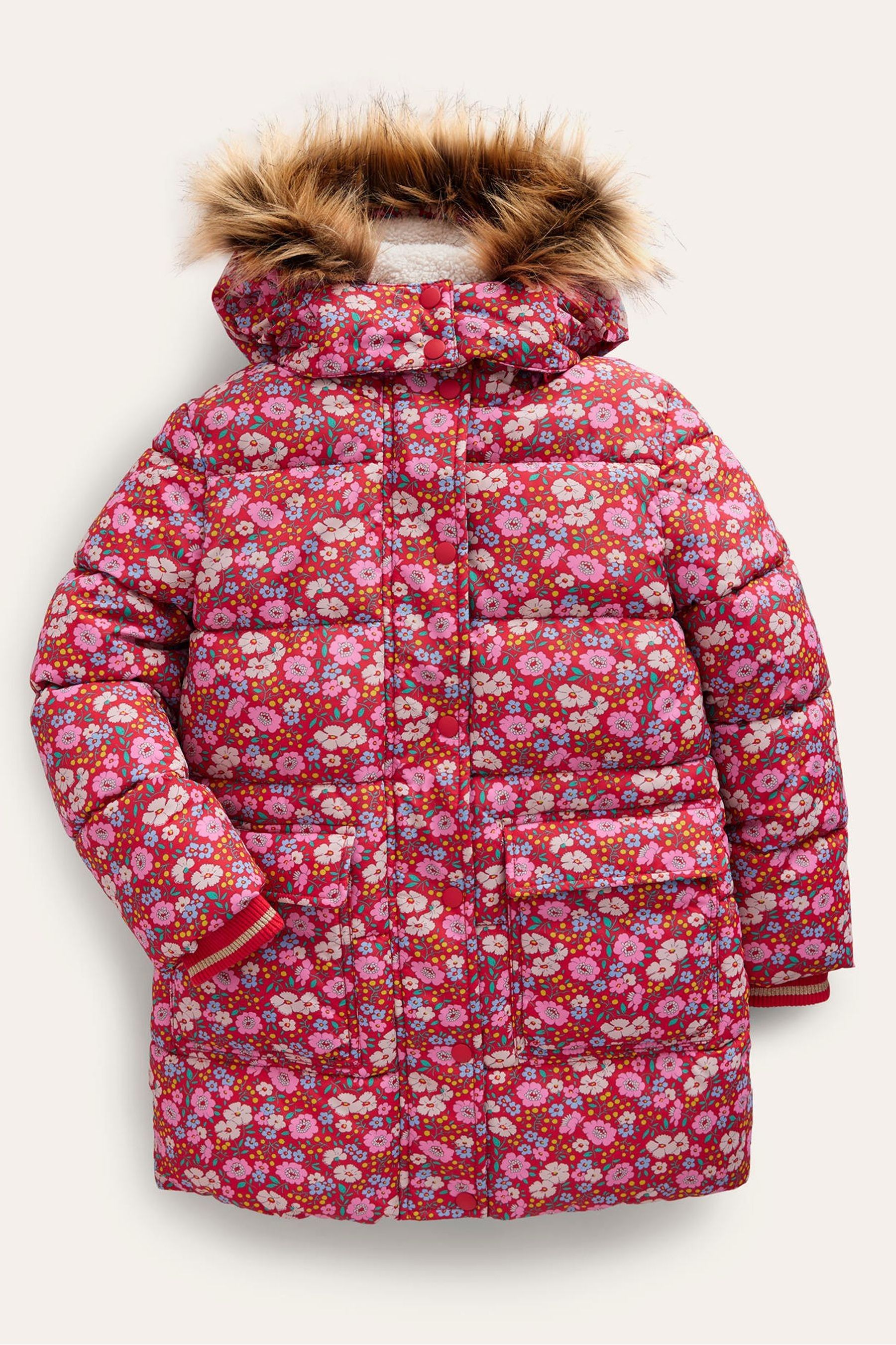 Buy Boden Red Longline Padded Coat from Next Luxembourg