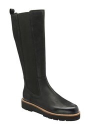 Ravel Black Leather Knee High Chelsea Boots - Image 1 of 4