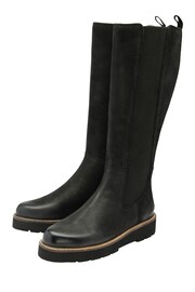 Ravel Black Leather Knee High Chelsea Boots - Image 2 of 4
