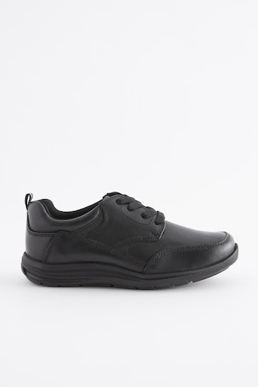 Black Extra Wide Fit (H) School Leather Lace-Up Shoes