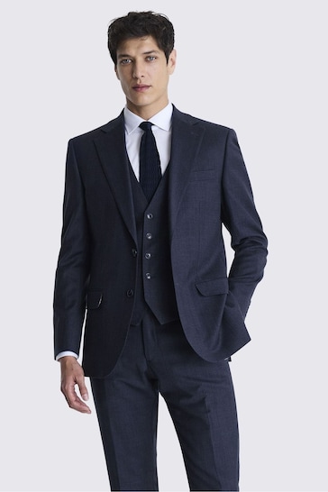 MOSS Tailored Fit Navy Milled Check Suit: Jacket