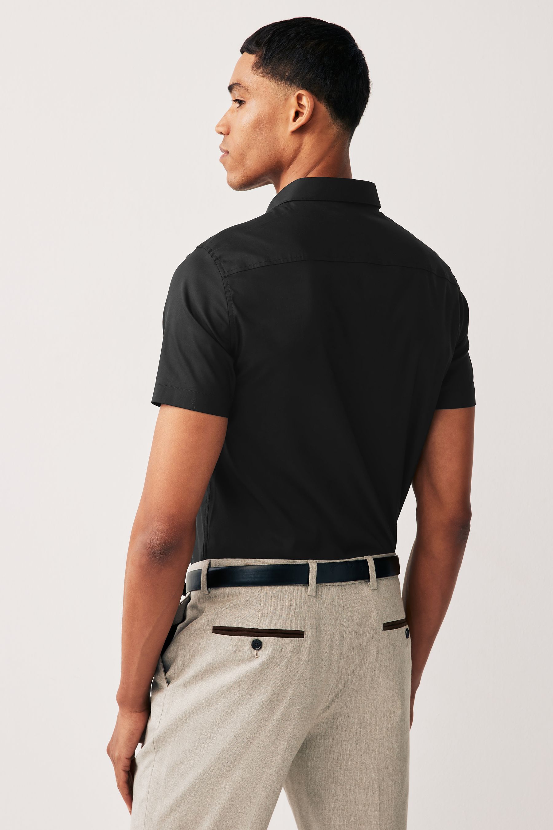 Armani black short sleeve shirt top