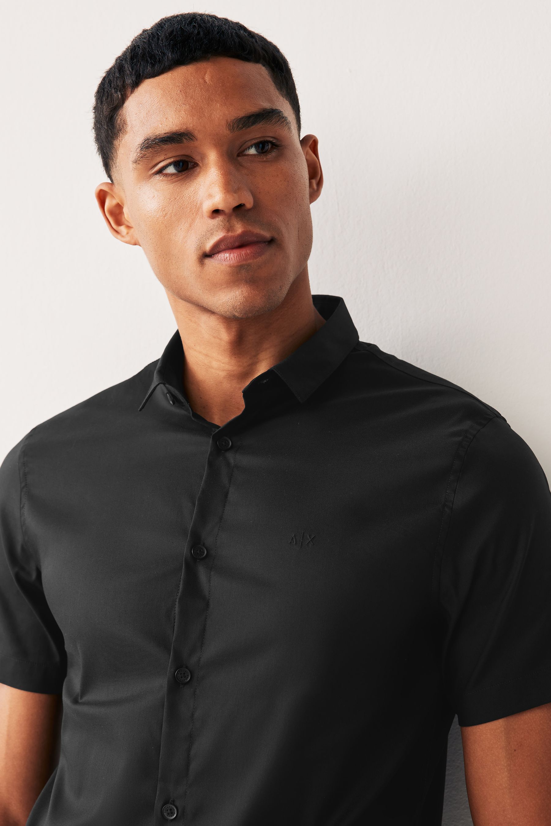 Armani Exchange Stretch Short Sleeve Black Shirt