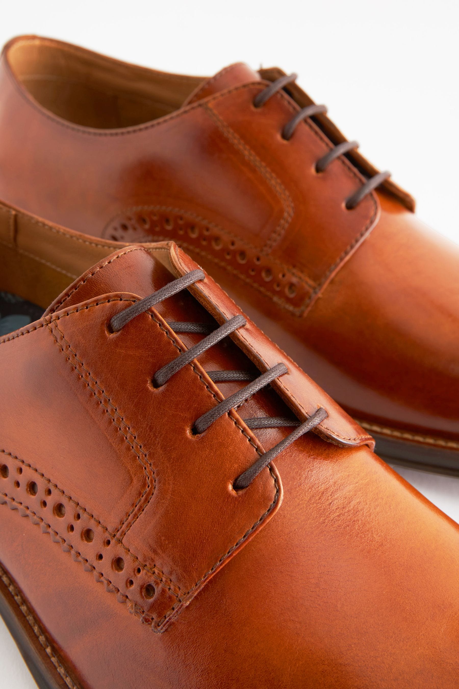 Buy Tan Brown Regular Fit Leather Contrast Sole Derby Shoes from