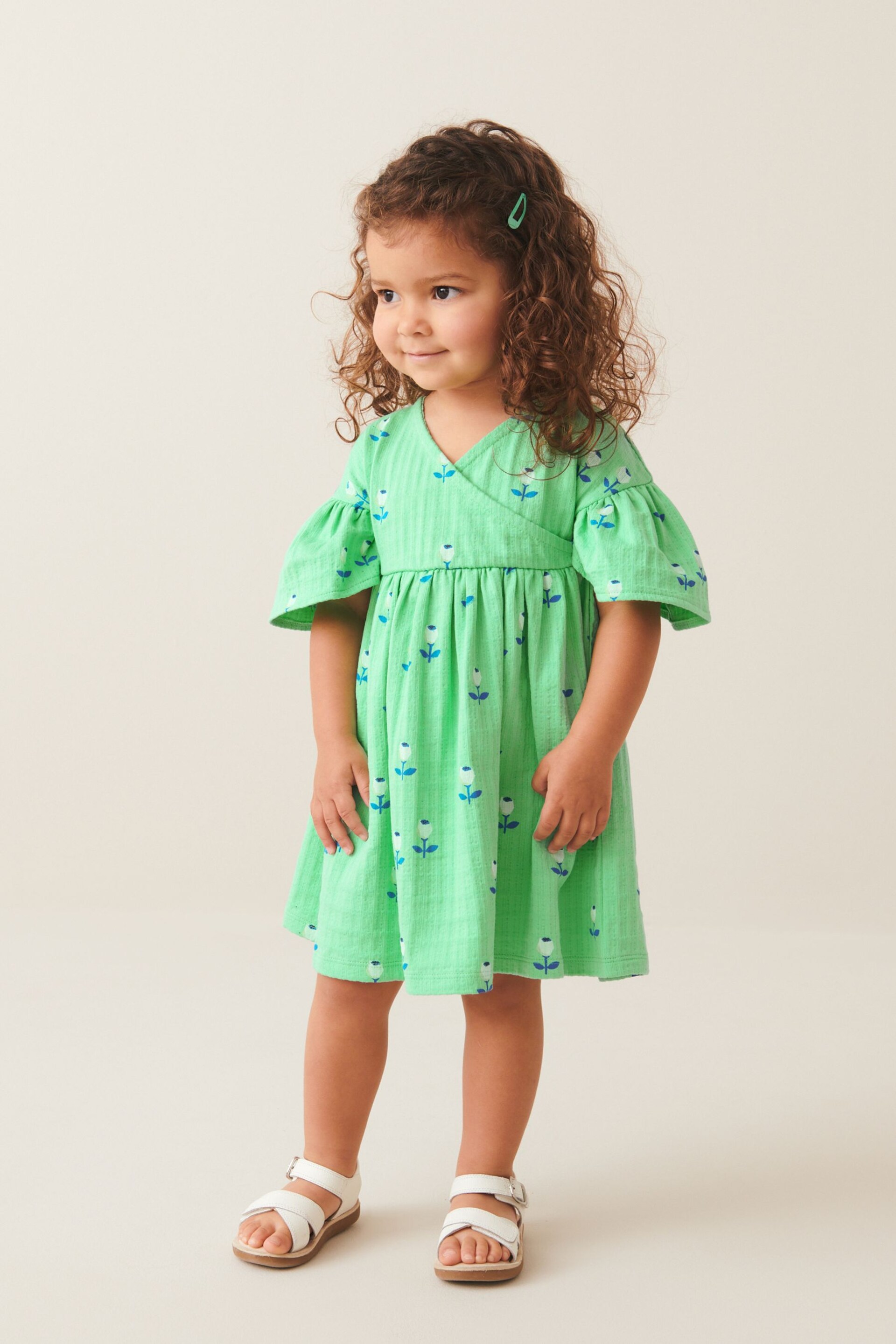 Bright Green Wrap Jersey Dress (3mths-7yrs) - Image 1 of 7