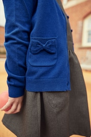 Blue Cotton Rich Bow Pocket School Cardigan (3-16yrs) - Image 4 of 7