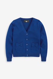 Blue Cotton Rich Bow Pocket School Cardigan (3-16yrs) - Image 5 of 7