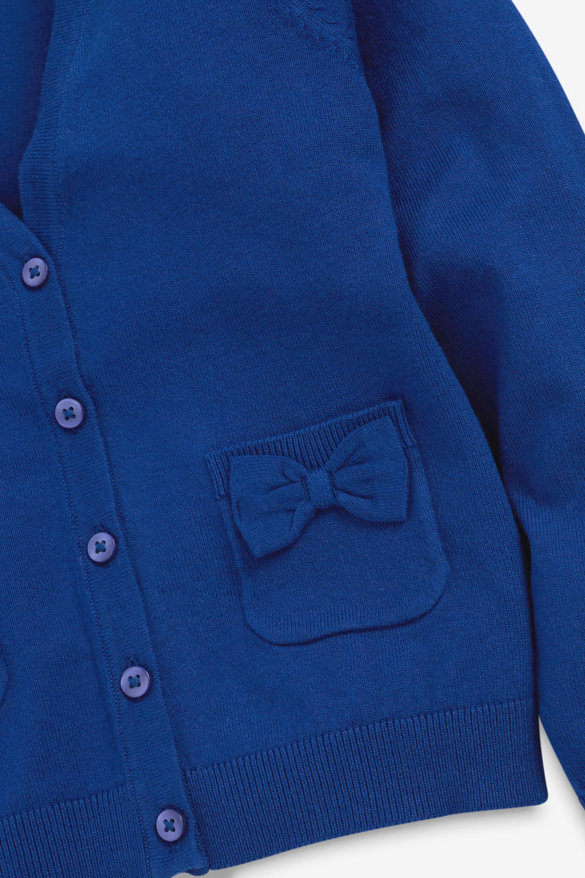 Blue Cotton Rich Bow Pocket School Cardigan (3-16yrs) - Image 7 of 7