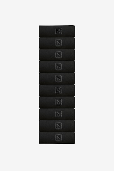 Black Logo Black Embroidered Lasting Fresh Socks 10 Pack