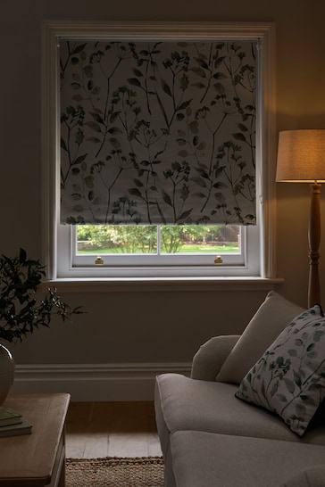Green Isla Floral Ready Made Blackout Roller Blind