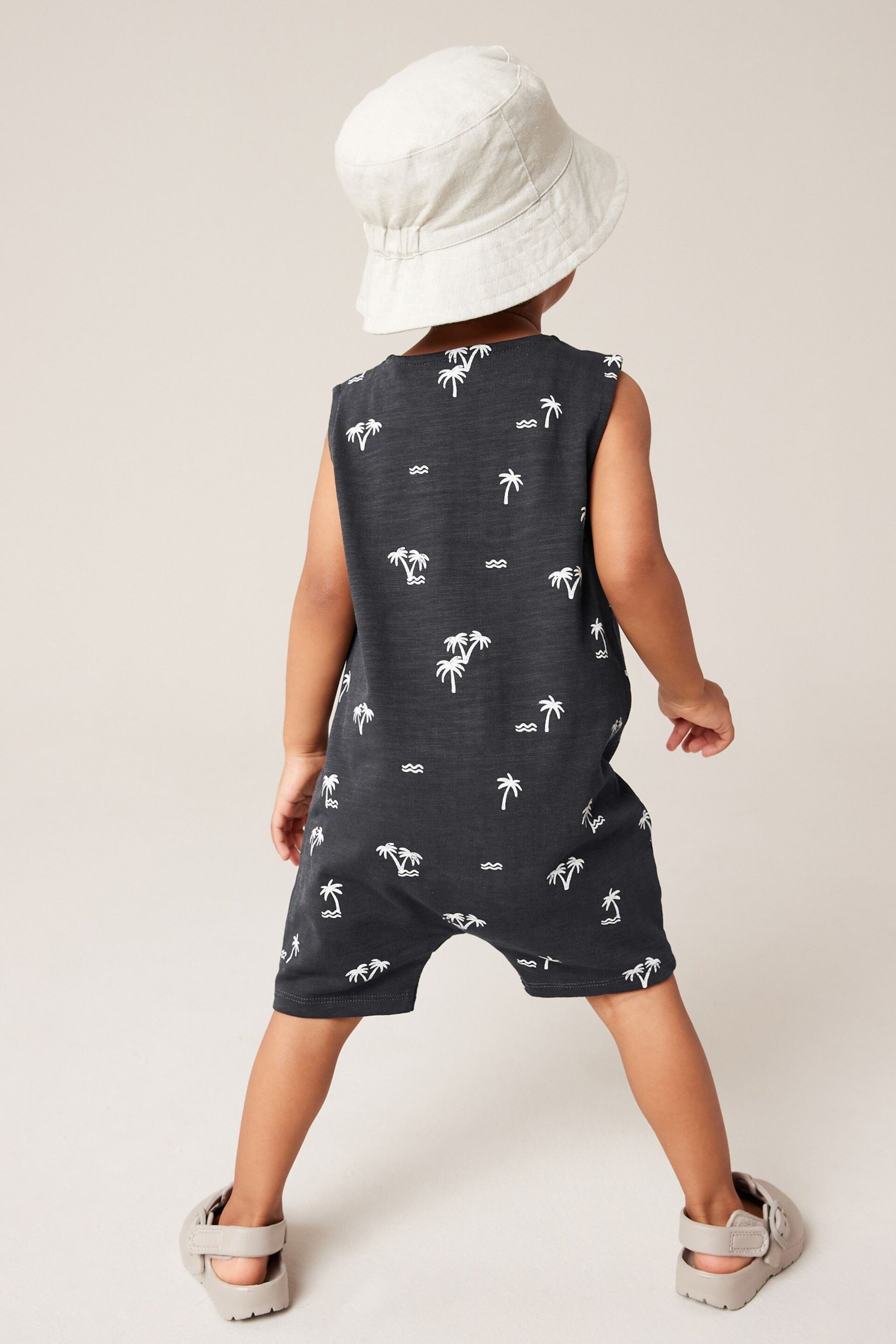 Grey/White Palm All-Over Print All-In-One (3mths-7yrs) - Image 3 of 4