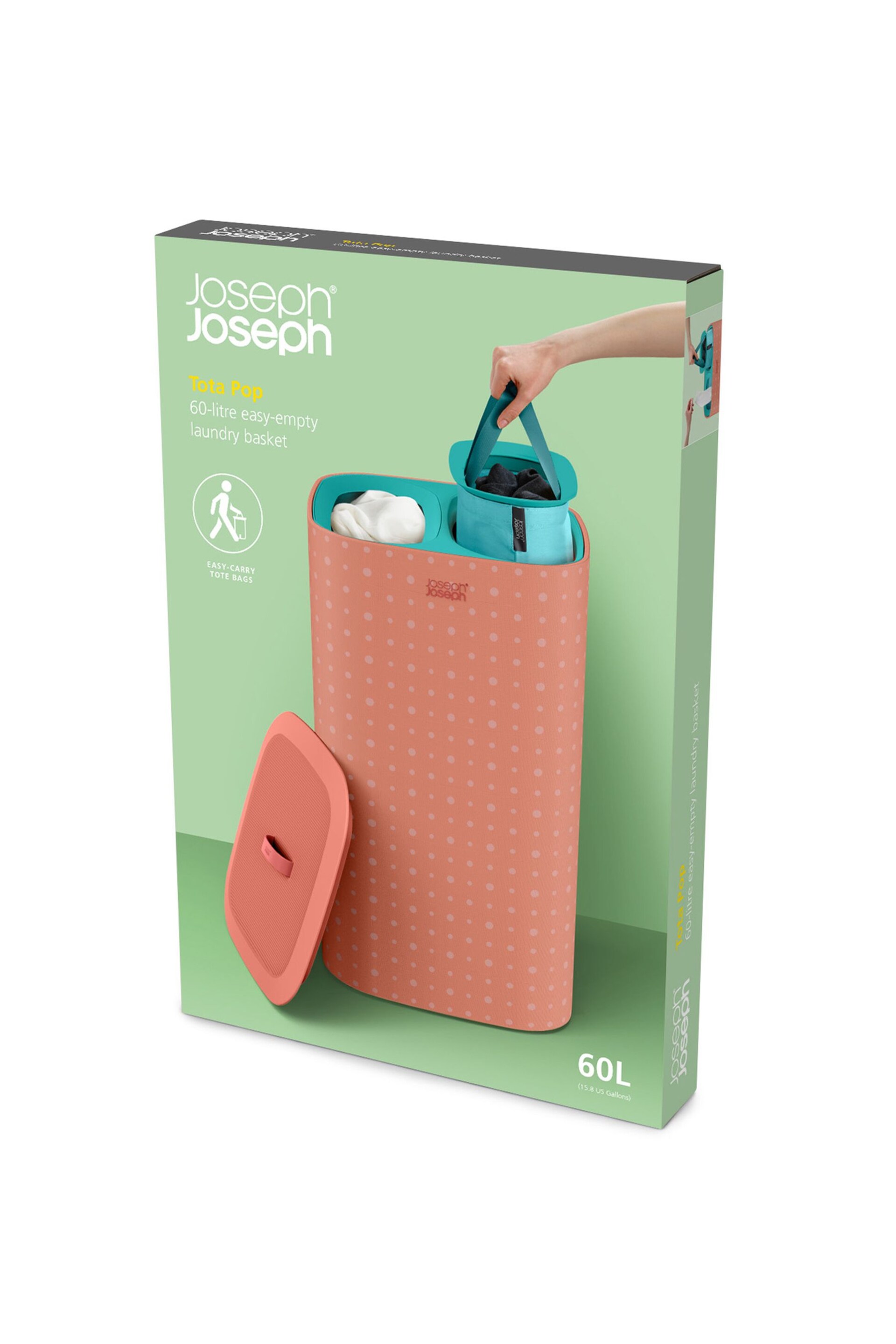 Joseph Joseph Orange Tota 60 Litre Laundry Separation Basket - Image 7 of 7