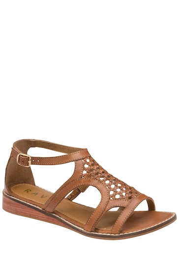 Ravel Brown Leather Wedge Sandals