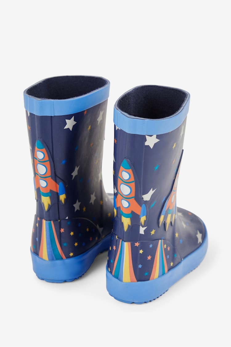 JoJo Maman Bébé Navy Blue Rocket Wellies - Image 2 of 5