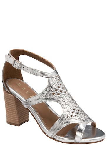 Ravel Silver Leather Heeled Sandals