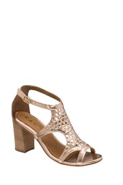 Ravel Gold Leather Heeled Sandals - Image 1 of 4