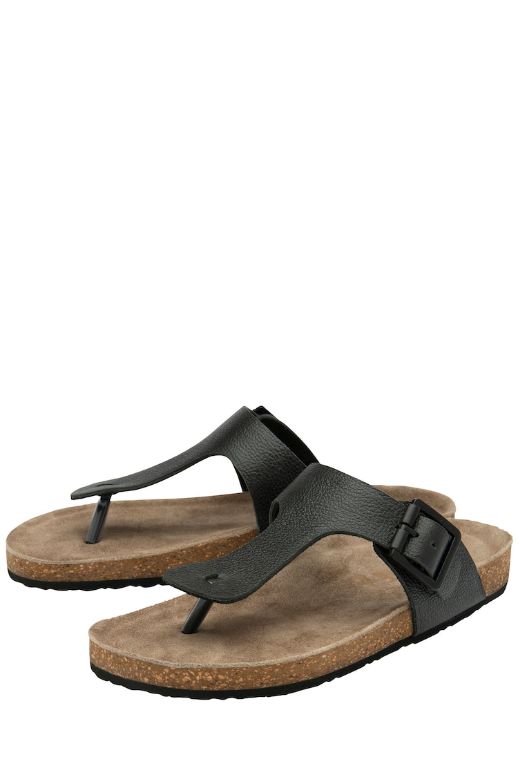 Ravel Black Leather Toe-Post Sandals - Image 2 of 4