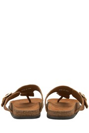 Ravel Brown Leather Mule Toe Post Sandals - Image 3 of 4