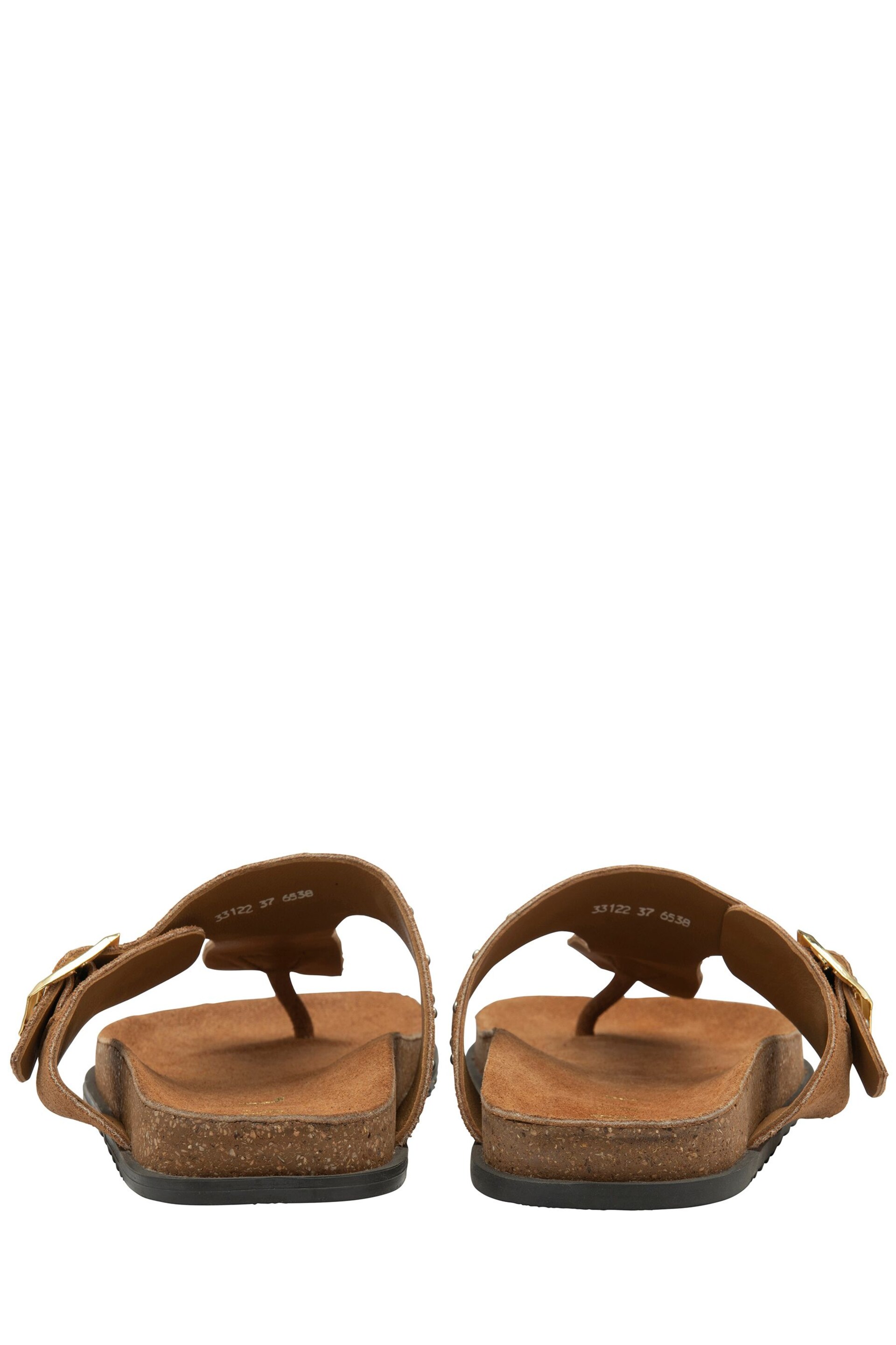 Ravel Brown Leather Mule Toe Post Sandals - Image 3 of 4
