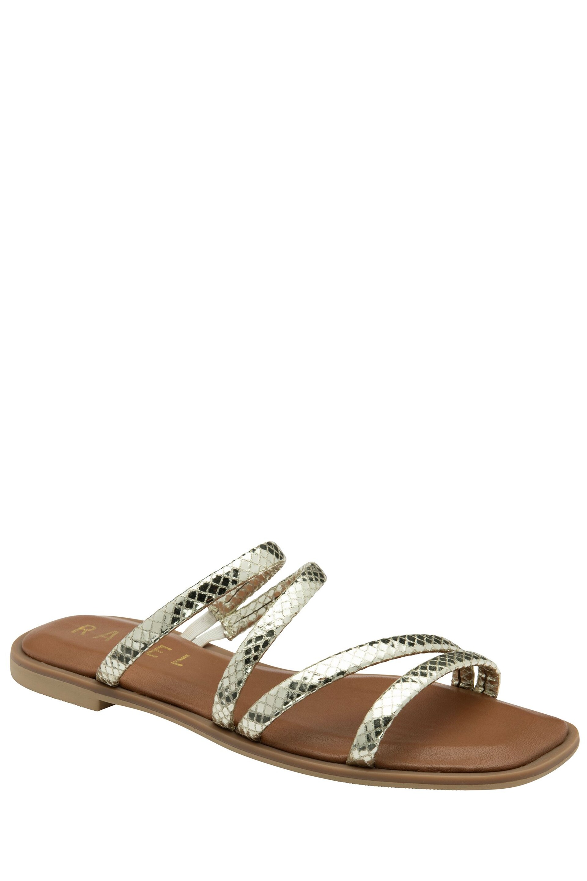 Ravel Silver/Brown Flat Strappy Mule Sandals - Image 1 of 4