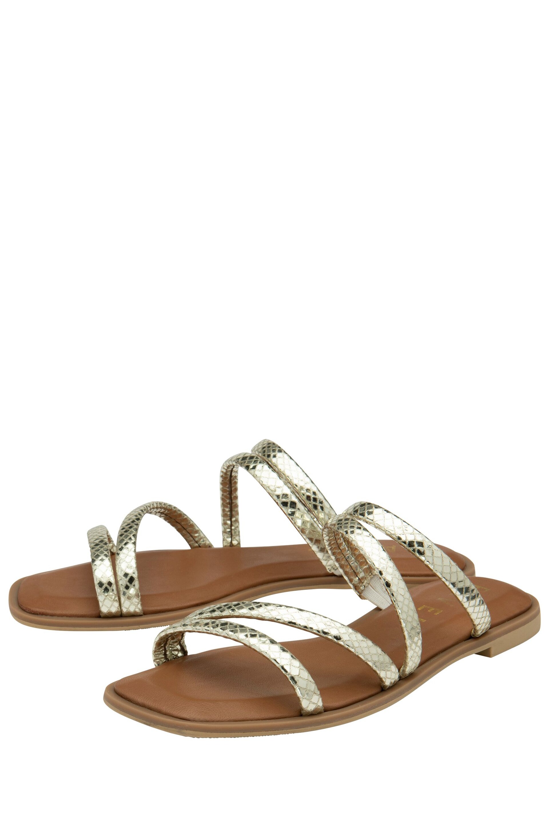 Ravel Silver/Brown Flat Strappy Mule Sandals - Image 2 of 4