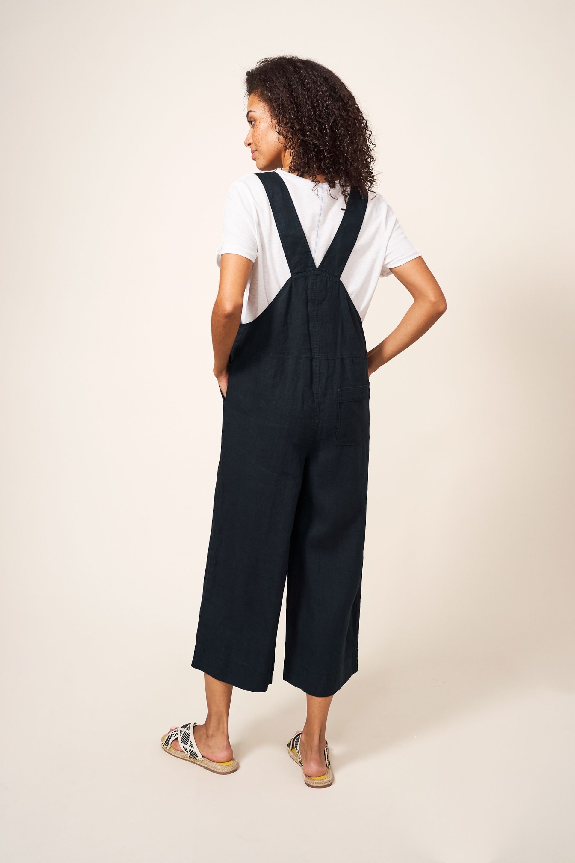 White Stuff Black Viola Linen Dungarees - Image 3 of 4