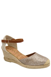 Ravel Silver Ankle Strap Wedge Espadrilles - Image 1 of 4