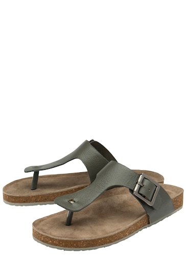 Ravel Grey Leather Toe-Post Sandals