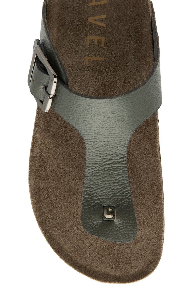 Ravel Grey Leather Toe-Post Sandals - Image 4 of 4