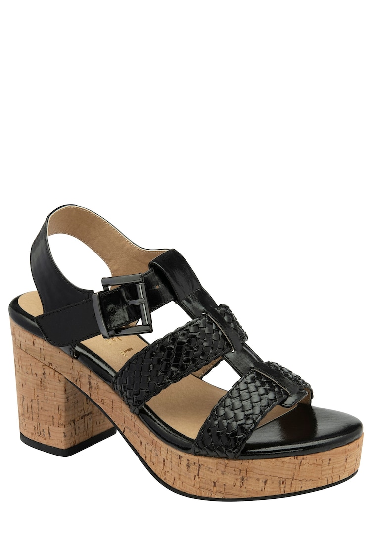 Ravel Black Block Heel Peep Toe Sandals - Image 1 of 4