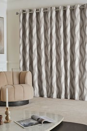 Natural Jacquard Swirl Eyelet Lined Curtains - Image 2 of 5