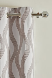 Natural Jacquard Swirl Eyelet Lined Curtains - Image 4 of 5