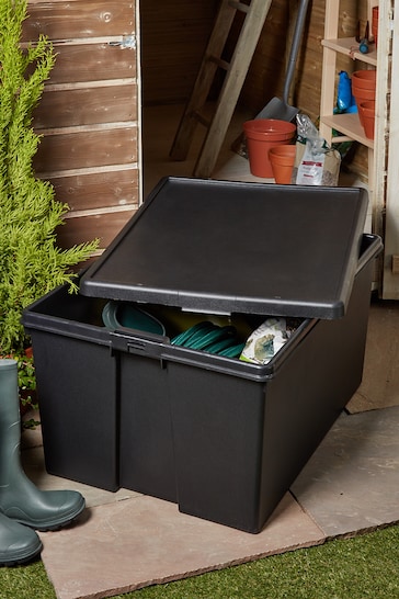 Wham Black Bam 150L Heavy Duty Plastic Recycled Storage Box with Lid