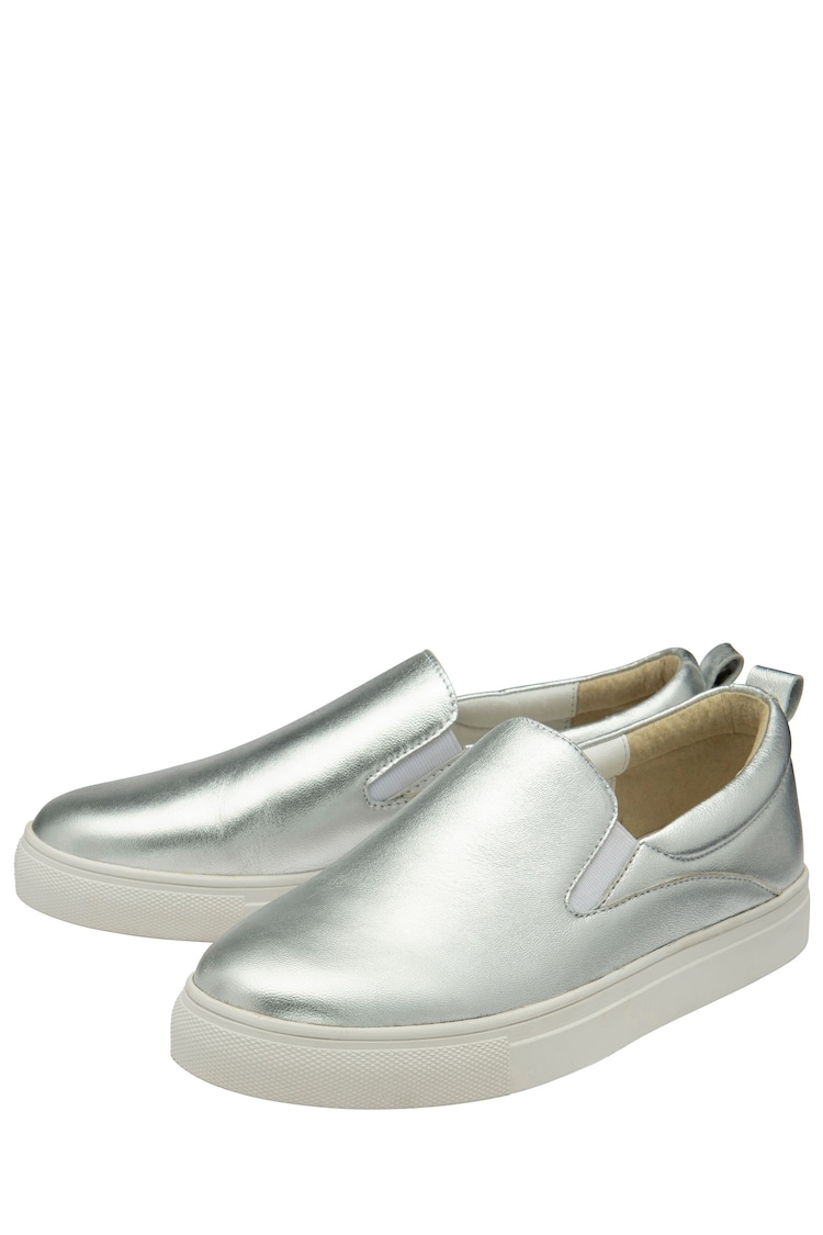 Ravel Silver Leather Slip-Ons Trainers - Image 2 of 4