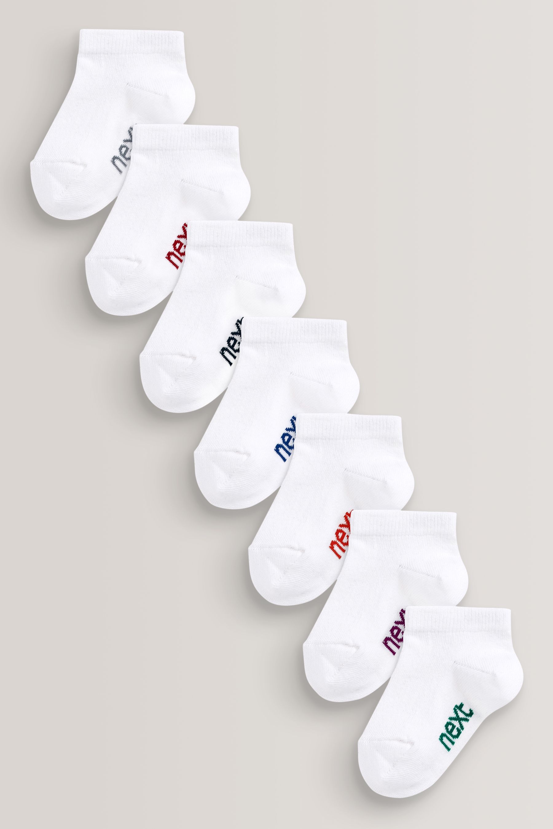 NEXT White Cotton Rich Trainer Socks 7 Pack 9 12 Jnr Boys