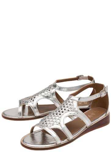 Ravel Silver Leather Wedge Sandals