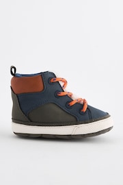 Navy Blue Colourblock Warm Lined Lace-Up Baby Boots (0-24mths) - Image 2 of 5