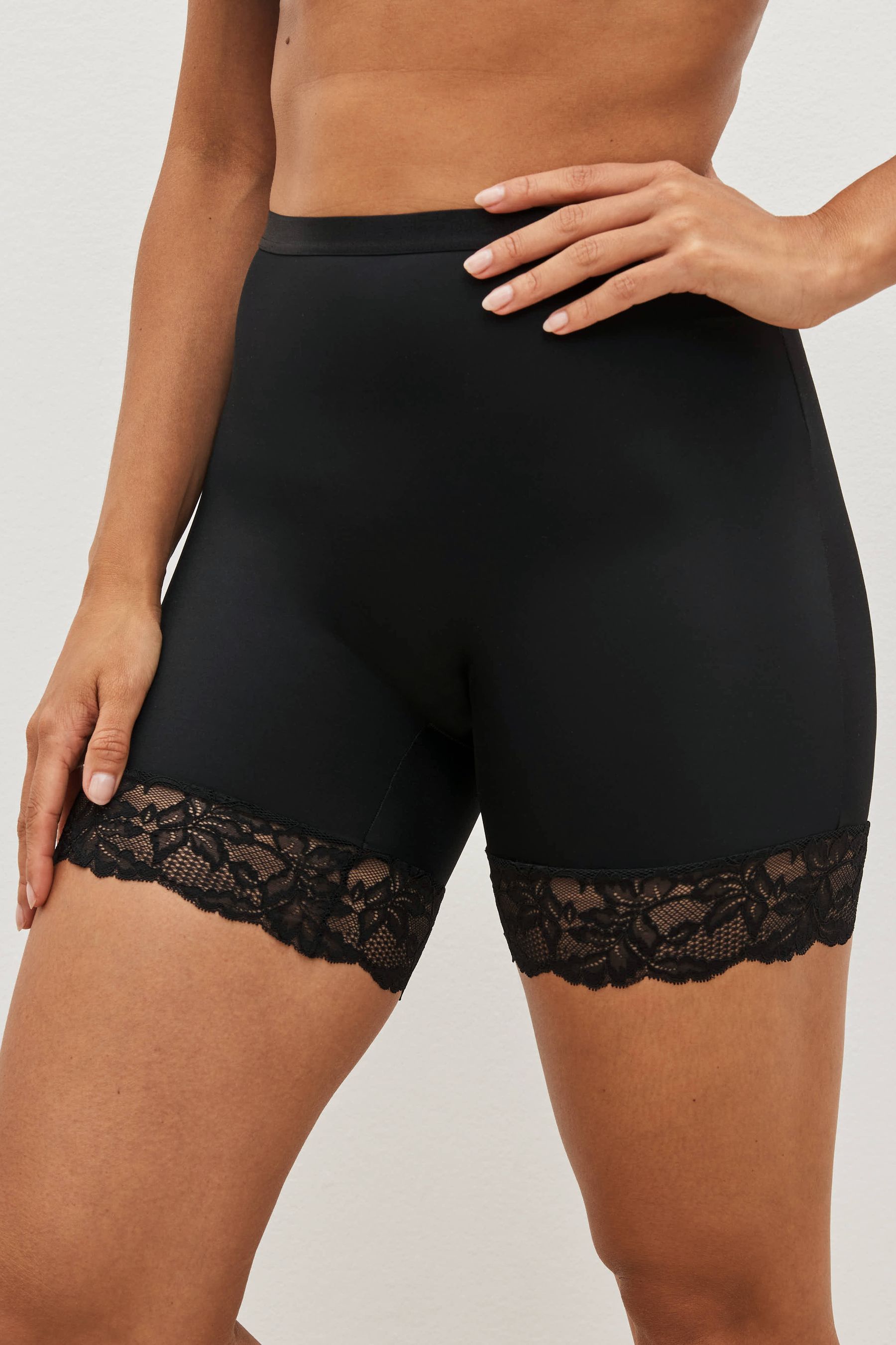 Buy Black Nude Thigh Smoother Short Tummy Control Light Shaping Lace Back Shorts 2 Pack from the Next UK online shop